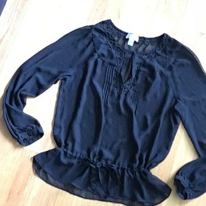Ann Taylor Loft Black Sheer Blouse